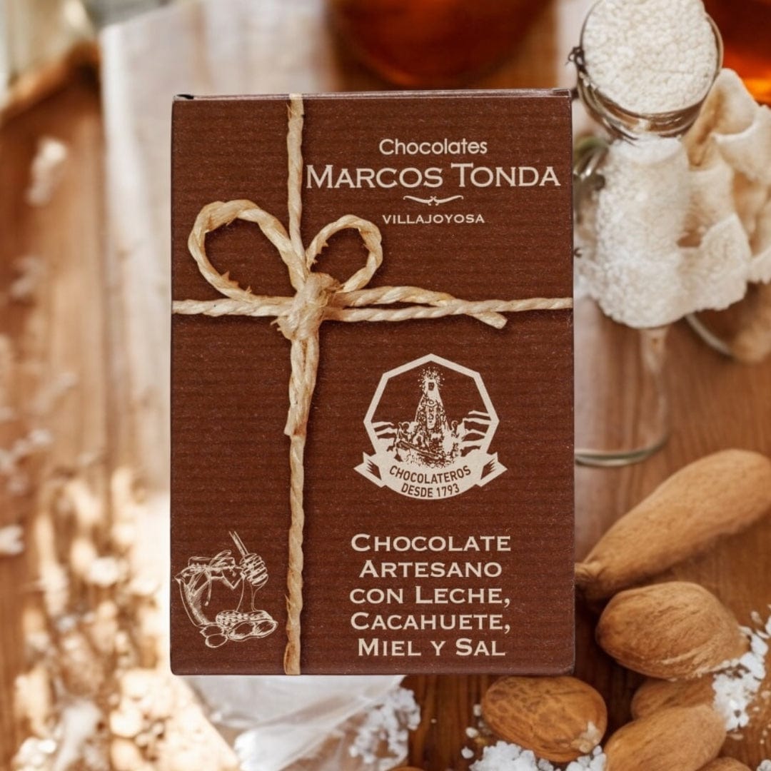 Gourmet-herkut.fi Suklaat Marcos Tonda maitosuklaata, hunajaa, merisuolaa ja maapähkinää 100gr