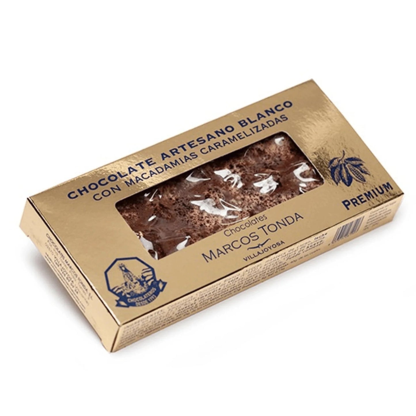 Gourmet-herkut.fi Suklaat Marcos Tonda Premium valkosuklaata ja karamellisoitua Macadamia pähkinää 200g